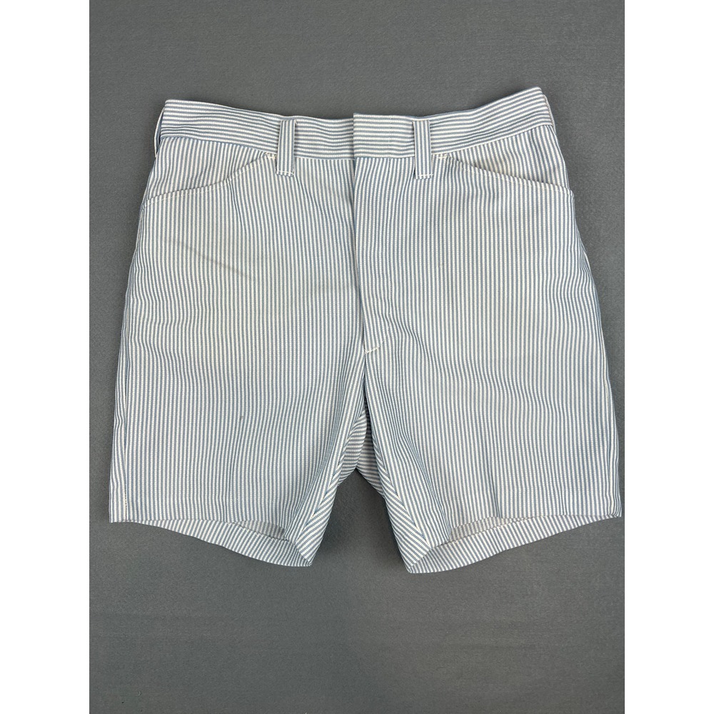 Sears Perma Prest Shorts Vintage Preppy Coastal Summer Blue Seersucker‎ Mens 34